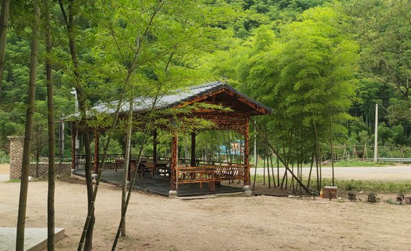 竹海环绕避暑胜地,星空阳光房体验田园雅趣(图1) 安吉以琳山庄的凉亭